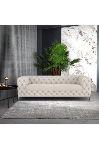 Canapé droit Zion - Beige - 2 places - En tissu toucher velours