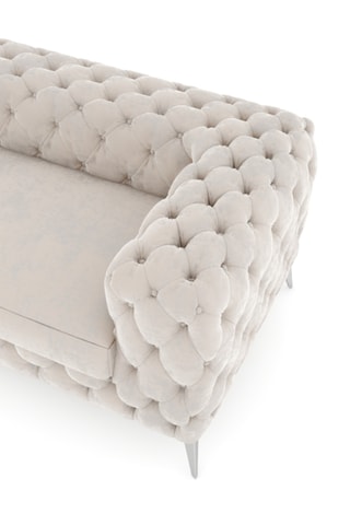 Canapé droit Zion - Beige - 2 places - En tissu toucher velours