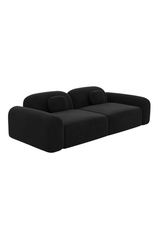 Canapé droit Labucca - Noir - 2 places - En tissu toucher velours