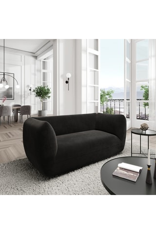 Canapé droit Leroy - Noir - 2 places - En tissu toucher velours