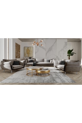 Canapé droit Thanos - Beige - 2 places - En tissu toucher velours
