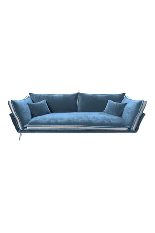 Canapé droit Thanos - Bleu - 2 places - En tissu toucher velours
