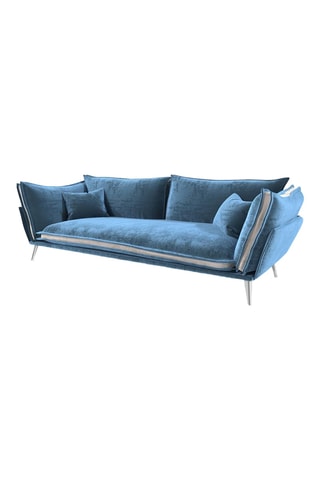 Canapé droit Thanos - Bleu - 2 places - En tissu toucher velours