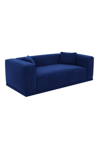 Canapé droit Duno - Bleu - 3 places - En tissu toucher velours