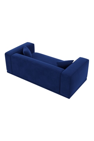 Canapé droit Duno - Bleu - 3 places - En tissu toucher velours