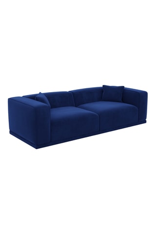 Canapé droit Duno - Bleu - 4 places - En tissu toucher velours