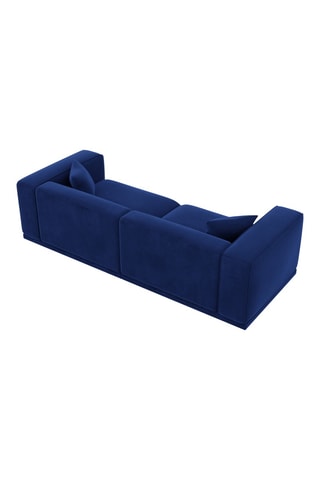 Canapé droit Duno - Bleu - 4 places - En tissu toucher velours