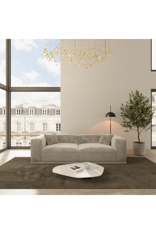 Canapé droit Duno - Beige - 4 places - En tissu toucher velours