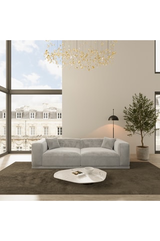 Canapé droit Duno - Gris clair - 4 places - En tissu toucher velours