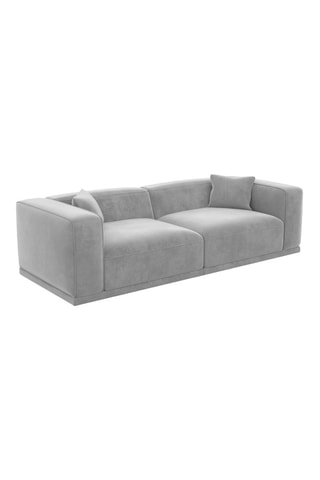 Canapé droit Duno - Gris clair - 4 places - En tissu toucher velours