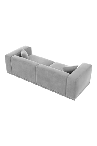 Canapé droit Duno - Gris clair - 4 places - En tissu toucher velours