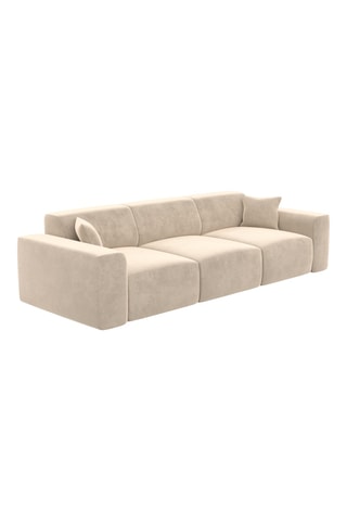 Canapé droit Lenova - Crème - 4 places - En tissu toucher velours