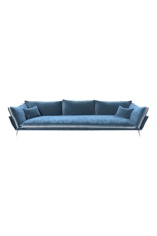 Canapé droit Thanos - Bleu - 4 places - En tissu toucher velours