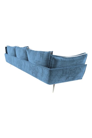 Canapé droit Thanos - Bleu - 4 places - En tissu toucher velours
