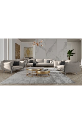 Canapé droit Thanos - Gris clair - 4 places - En tissu toucher velours