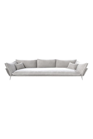 Canapé droit Thanos - Gris clair - 4 places - En tissu toucher velours
