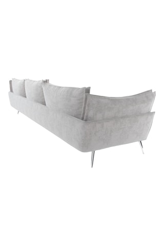 Canapé droit Thanos - Gris clair - 4 places - En tissu toucher velours