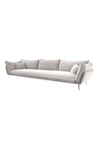 Canapé droit Thanos - Gris clair - 4 places - En tissu toucher velours
