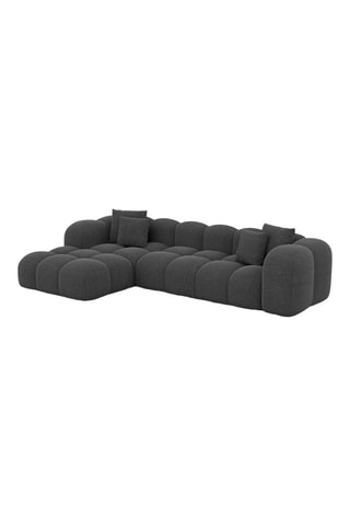 Canapé d'angle gauche convertible Nuvola - Anthracite - 5 places - En tissu structuré