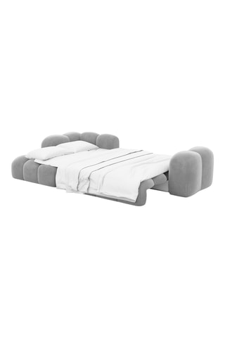 Canapé d'angle droit convertible Nuvola - Gris clair - 5 places - En tissu toucher velours