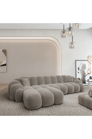 Canapé d'angle gauche Donda - Beige - 5 places - En tissu toucher velours