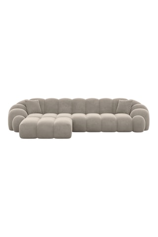 Canapé d'angle gauche Donda - Beige - 5 places - En tissu toucher velours