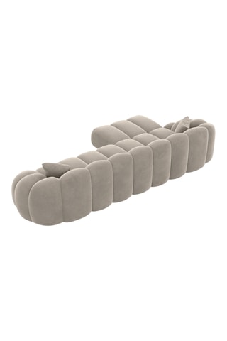 Canapé d'angle gauche Donda - Beige - 5 places - En tissu toucher velours