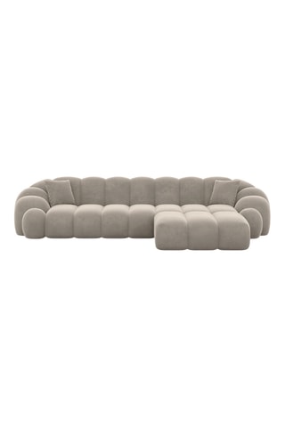 Canapé d'angle droit Donda - Beige - 5 places - En tissu toucher velours