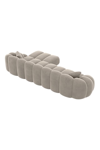 Canapé d'angle droit Donda - Beige - 5 places - En tissu toucher velours