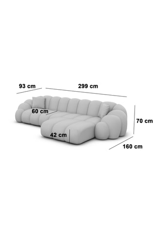 Canapé d'angle droit Donda - Beige - 5 places - En tissu toucher velours