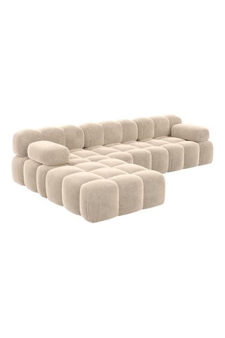 Canapé d'angle gauche Seducca - Crème - 4 places - En tissu toucher velours