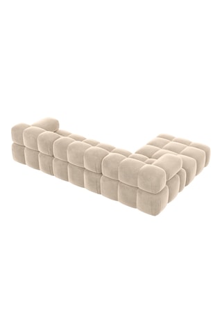 Canapé d'angle gauche Seducca - Crème - 4 places - En tissu toucher velours