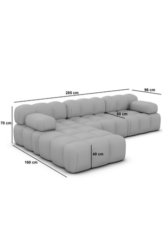 Canapé d'angle gauche Seducca - Crème - 4 places - En tissu toucher velours