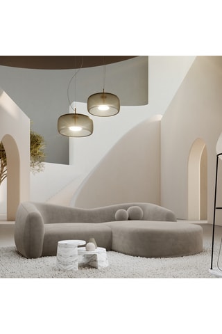 Canapé d'angle droit Ciroto - Beige - 4 places - En tissu toucher velours