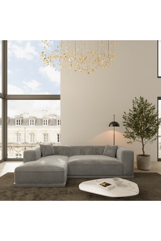 Canapé d'angle gauche Duno - Gris foncé - 5 places - En tissu toucher velours