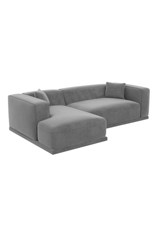 Canapé d'angle gauche Duno - Gris foncé - 5 places - En tissu toucher velours