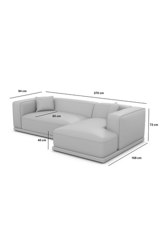 Canapé d'angle droit Duno - Gris foncé - 5 places - En tissu toucher velours