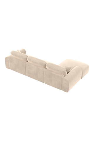 Canapé d'angle gauche Dion - Crème - 5 places - En tissu toucher velours