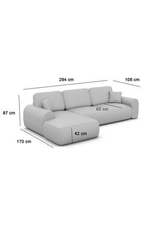 Canapé d'angle gauche Dion - Crème - 5 places - En tissu toucher velours