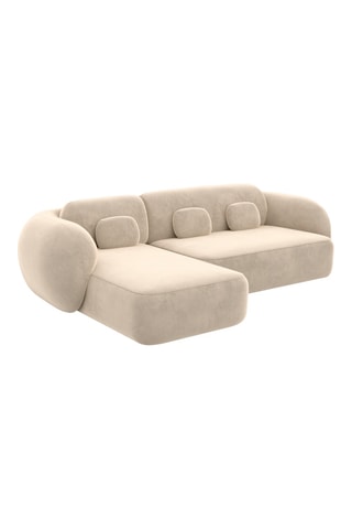 Canapé d'angle gauche Nebala - Crème - 4 places - En tissu toucher velours