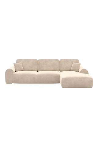 Canapé d'angle droit Dion - Crème - 5 places - En tissu toucher velours
