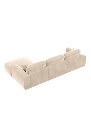 Canapé d'angle droit Dion - Crème - 5 places - En tissu toucher velours