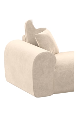 Canapé d'angle droit Dion - Crème - 5 places - En tissu toucher velours
