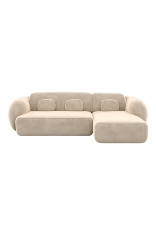 Canapé d'angle droit Nebala - Crème - 4 places - En tissu toucher velours