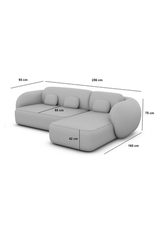 Canapé d'angle droit Nebala - Crème - 4 places - En tissu toucher velours