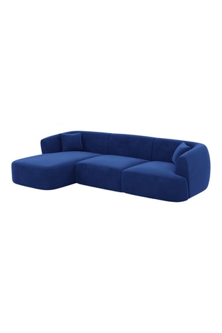 Canapé d'angle gauche Capri - Bleu - 5 places - En tissu toucher velours