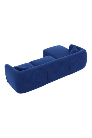 Canapé d'angle gauche Capri - Bleu - 5 places - En tissu toucher velours