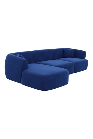 Canapé d'angle gauche Capri - Bleu - 5 places - En tissu toucher velours