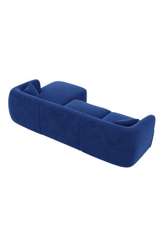 Canapé d'angle droit Capri - Bleu - 5 places - En tissu toucher velours