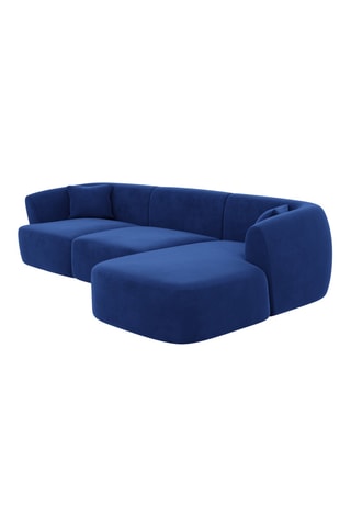 Canapé d'angle droit Capri - Bleu - 5 places - En tissu toucher velours